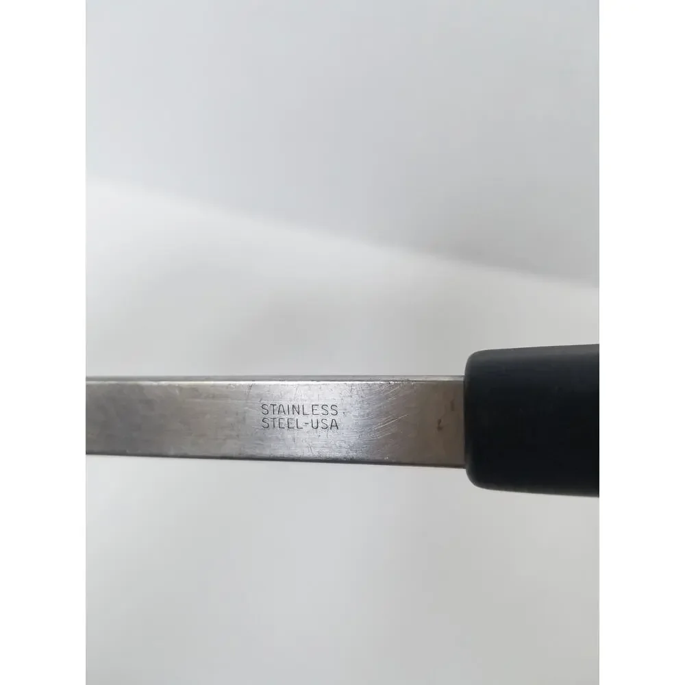 Ekco Stainless USA Black Handle & White Daisy Pattern Slotted Spoon MCM Vtg